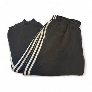 Adidas Black Track Pants with White Triple Stripes